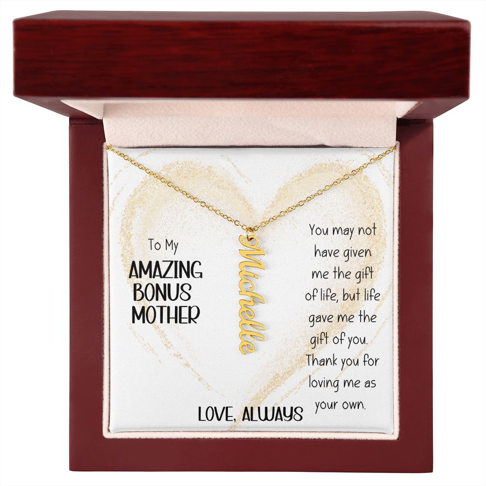 Amazing Bonus Mother Gold Heart Vertical Name Necklace
