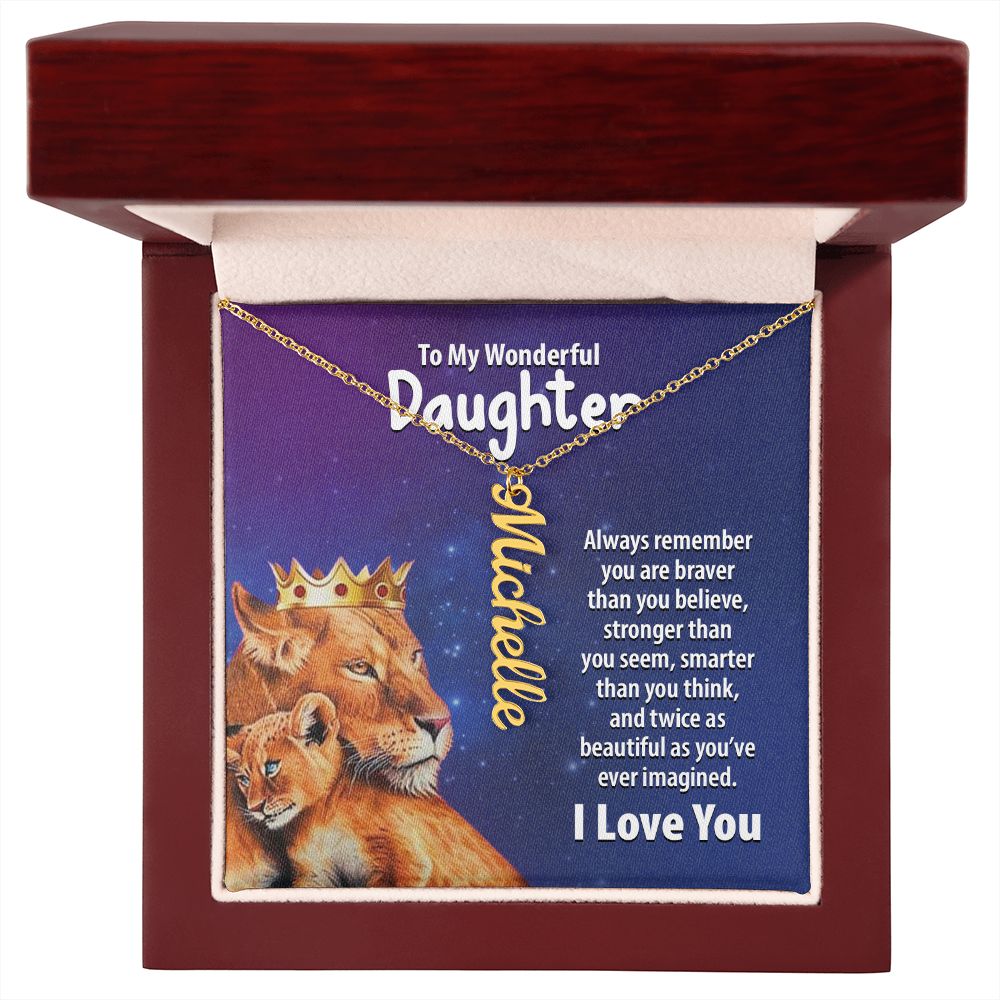 Wonderful Daughter Vertical Name Necklace