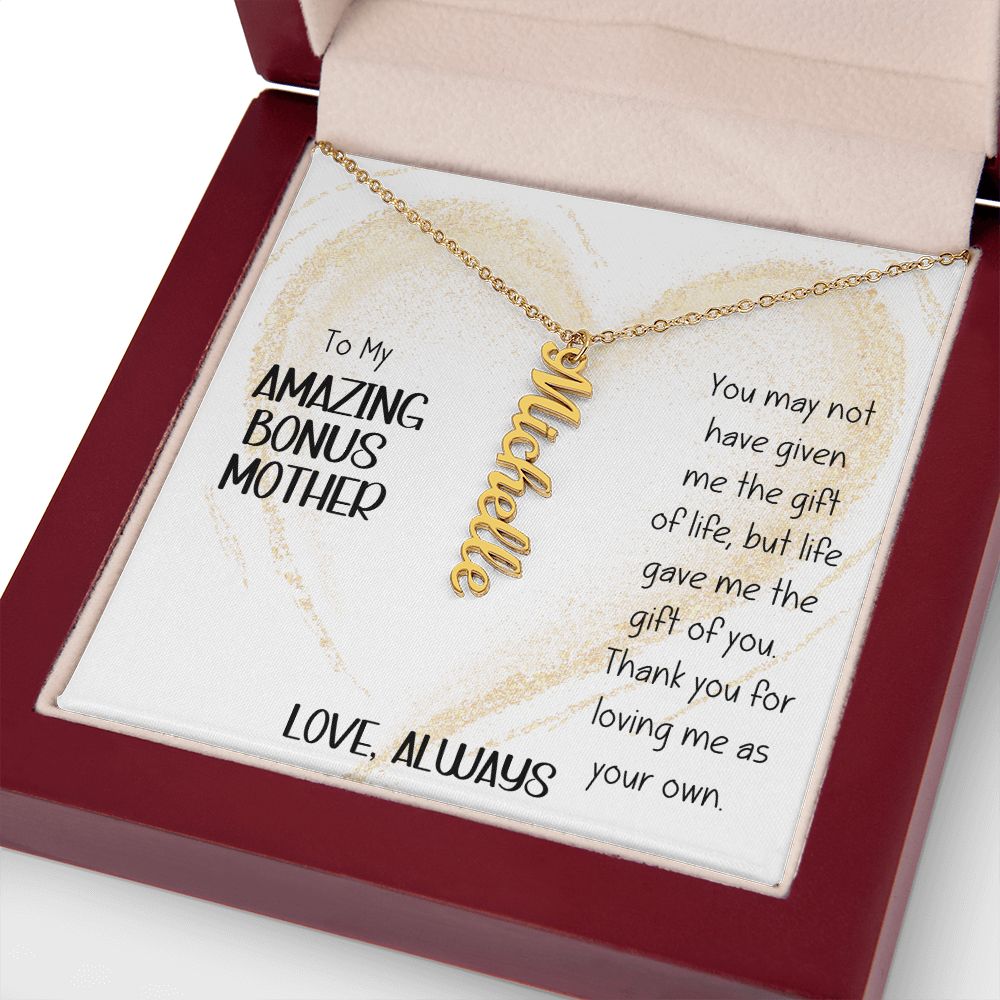 Amazing Bonus Mother Gold Heart Vertical Name Necklace