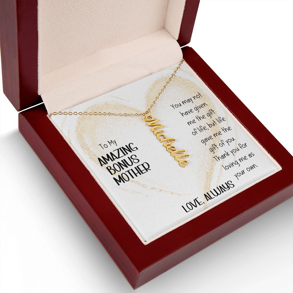 Amazing Bonus Mother Gold Heart Vertical Name Necklace