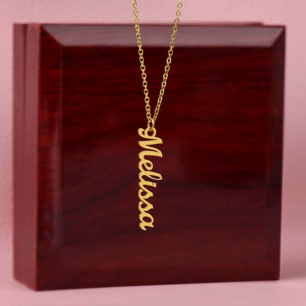 Amazing Bonus Mother Pink Flowers Vertical Name Necklace