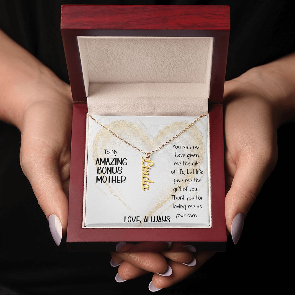 Amazing Bonus Mother Gold Heart Vertical Name Necklace