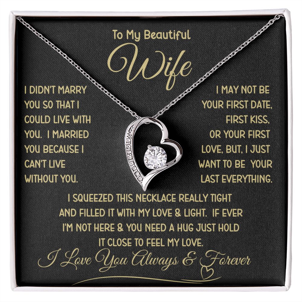 Beautiful Wife Can't Live Without You Forever Love Necklace