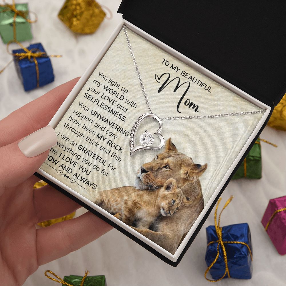 Mom Lioness My World Forever Love Necklace