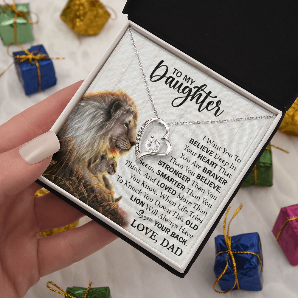 Daughter Dad Old Lion Believe Forever Love Necklace