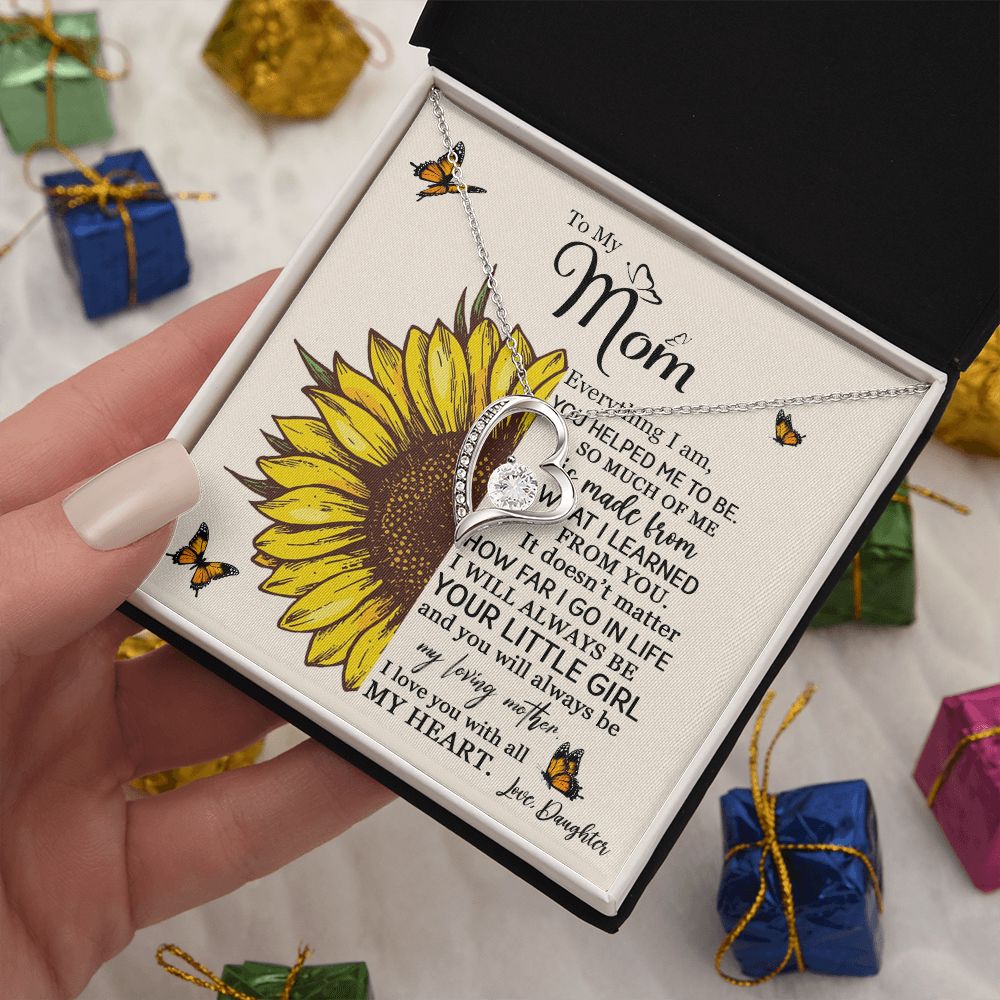 Mom Daughter Little Girl Sunflower Forever Love Necklace