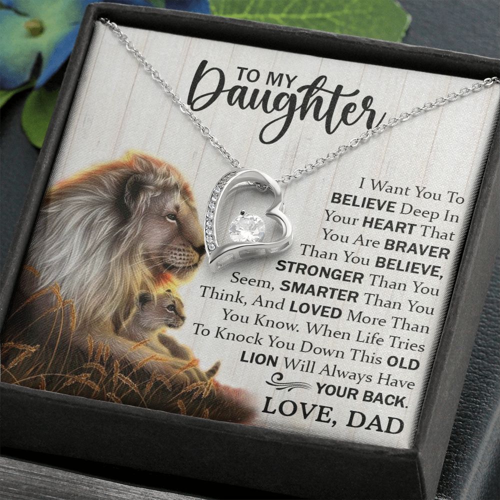 Daughter Dad Old Lion Believe Forever Love Necklace