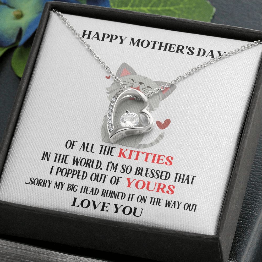 Mother's Day Your Kitty Grey Hearts Forever Love Necklace