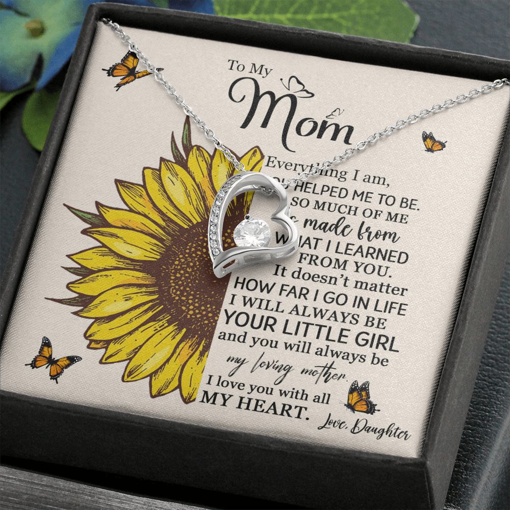 Mom Daughter Little Girl Sunflower Forever Love Necklace