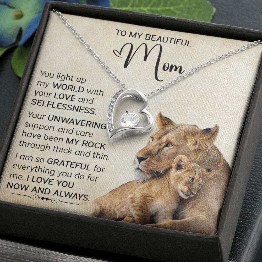 Mom Lioness My World Forever Love Necklace