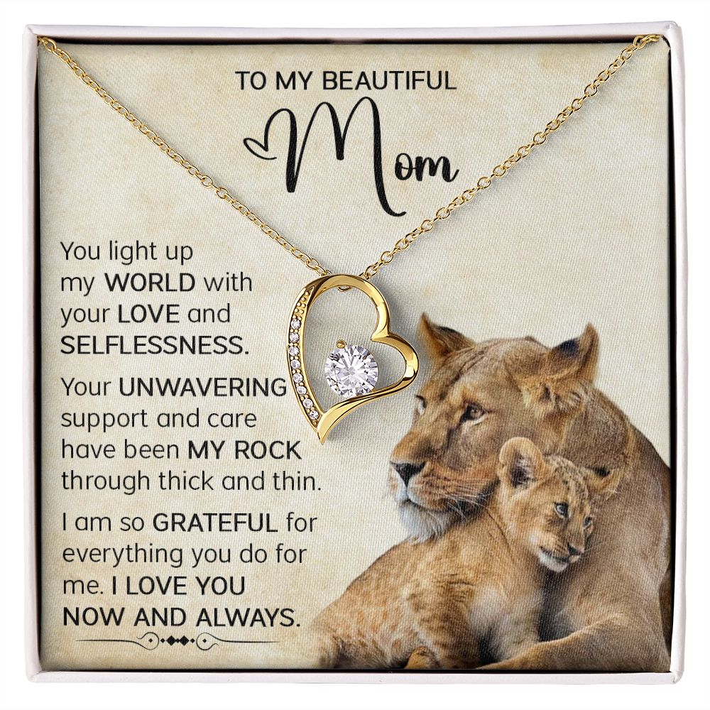 Mom Lioness My World Forever Love Necklace