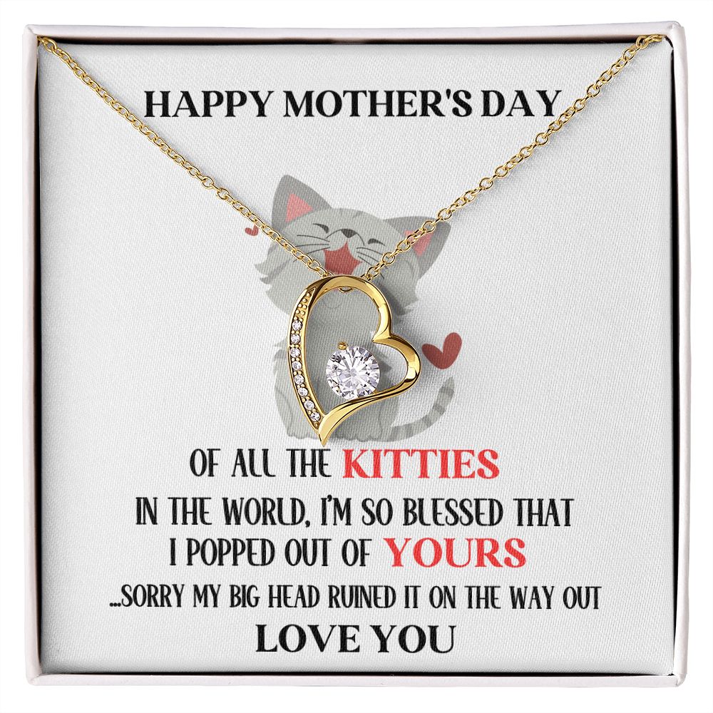 Mother's Day Your Kitty Grey Hearts Forever Love Necklace