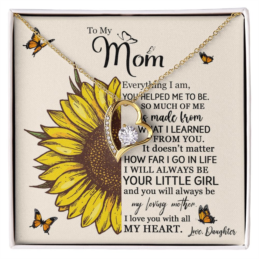 Mom Daughter Little Girl Sunflower Forever Love Necklace