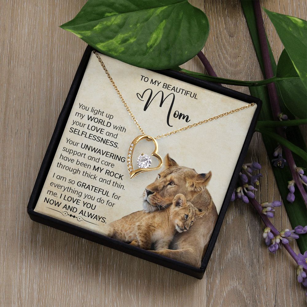 Mom Lioness My World Forever Love Necklace