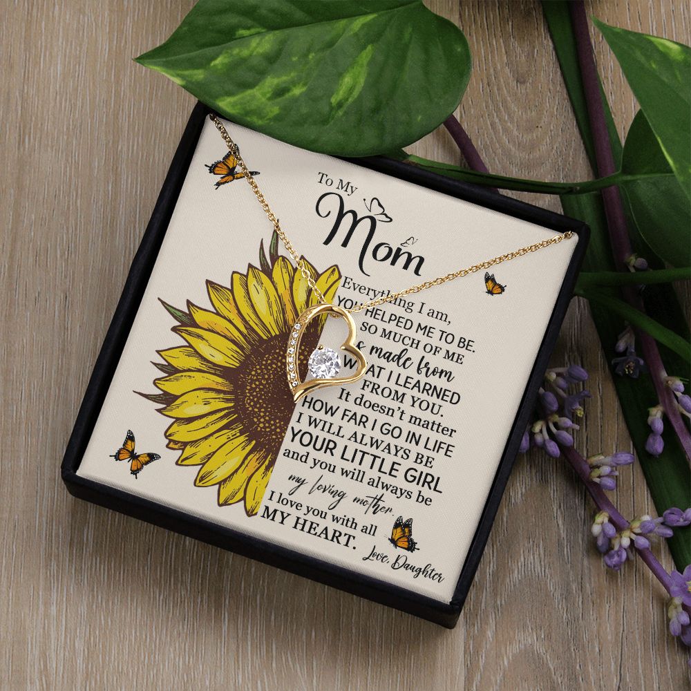 Mom Daughter Little Girl Sunflower Forever Love Necklace