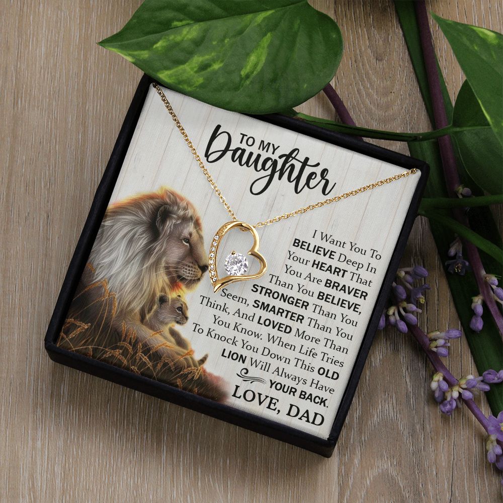 Daughter Dad Old Lion Believe Forever Love Necklace