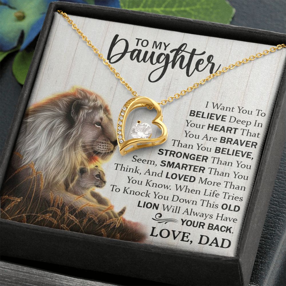 Daughter Dad Old Lion Believe Forever Love Necklace