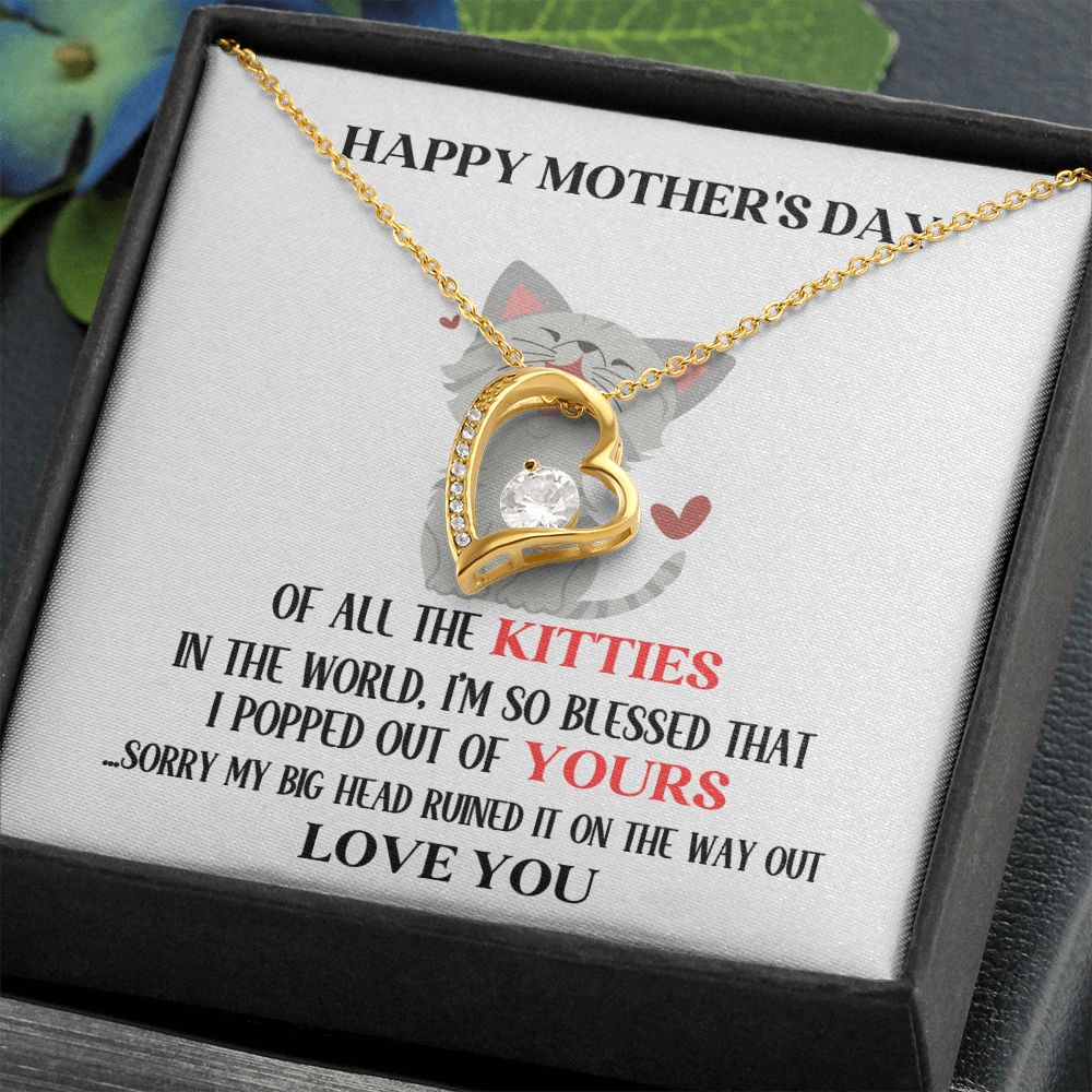 Mother's Day Your Kitty Grey Hearts Forever Love Necklace