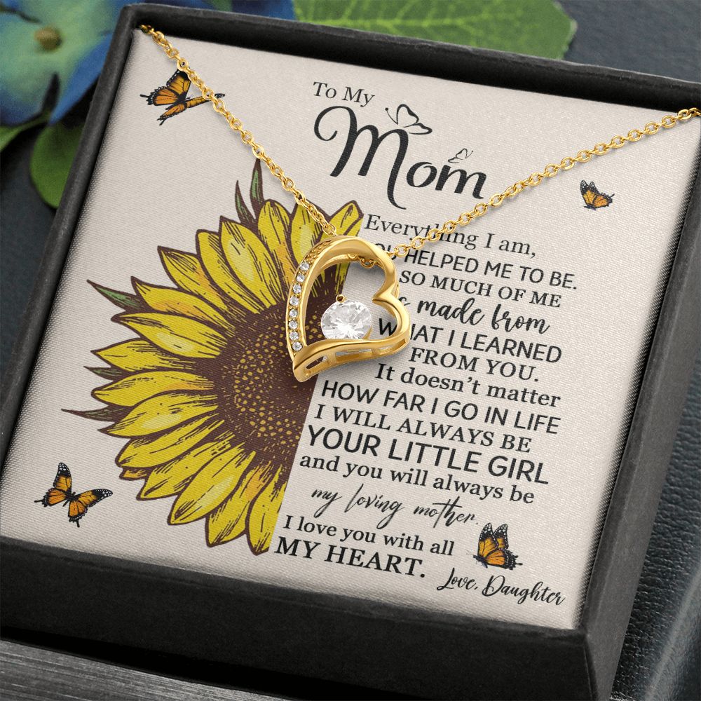 Mom Daughter Little Girl Sunflower Forever Love Necklace