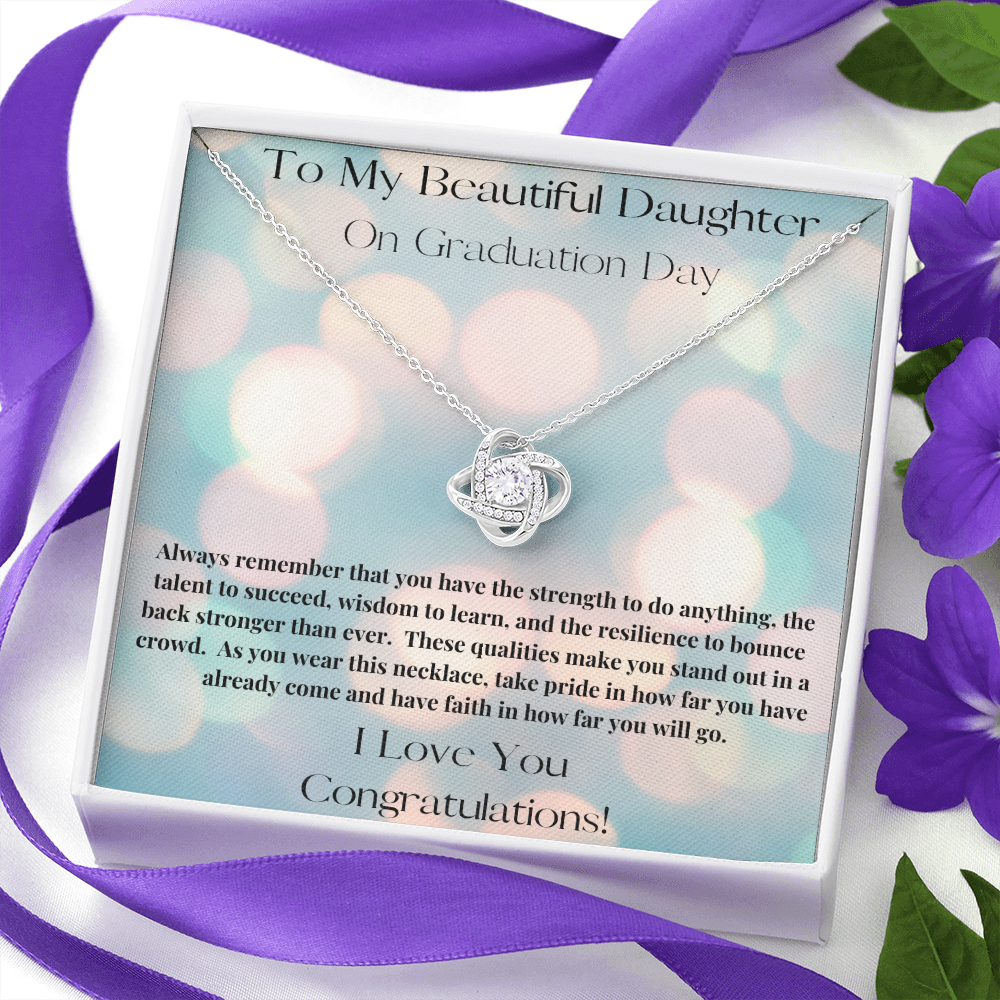 Beautiful Daughter Graduation /Love Knot Necklace