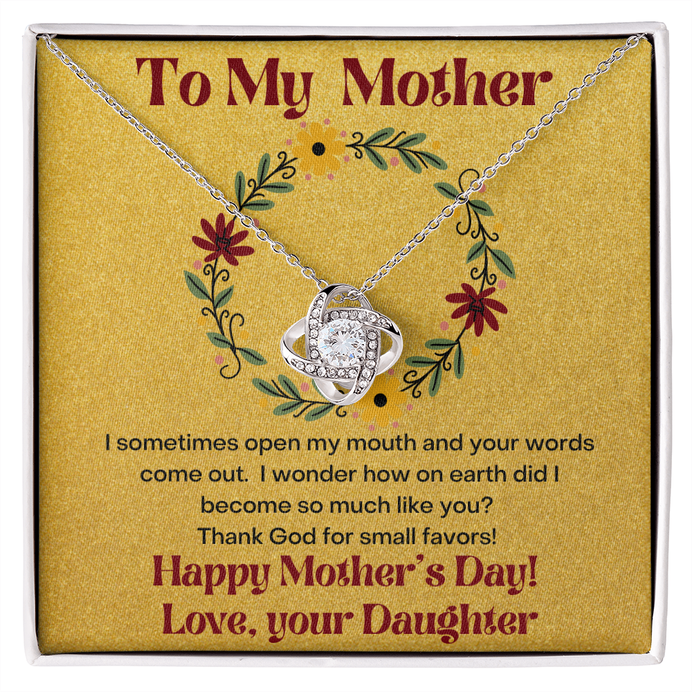 To My Mother Thank God/ Love Knot Necklace