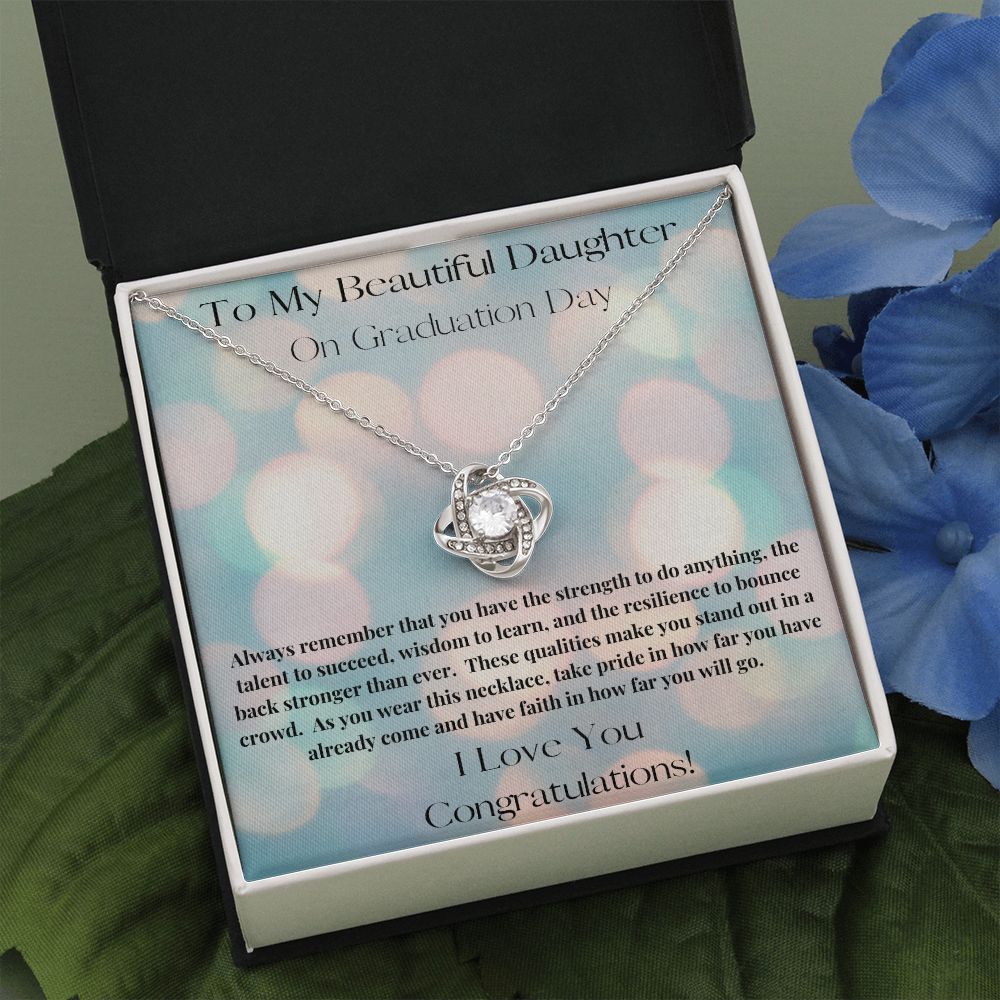 Beautiful Daughter Graduation /Love Knot Necklace