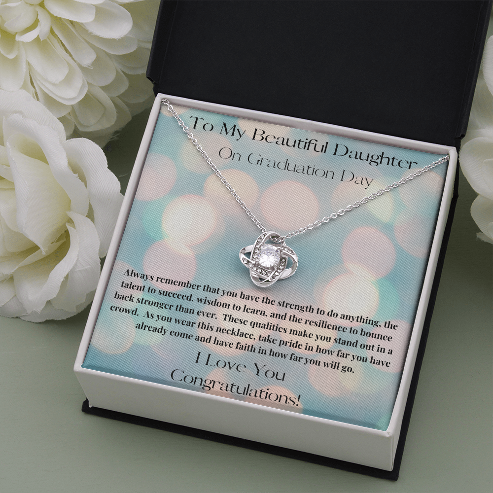 Beautiful Daughter Graduation /Love Knot Necklace