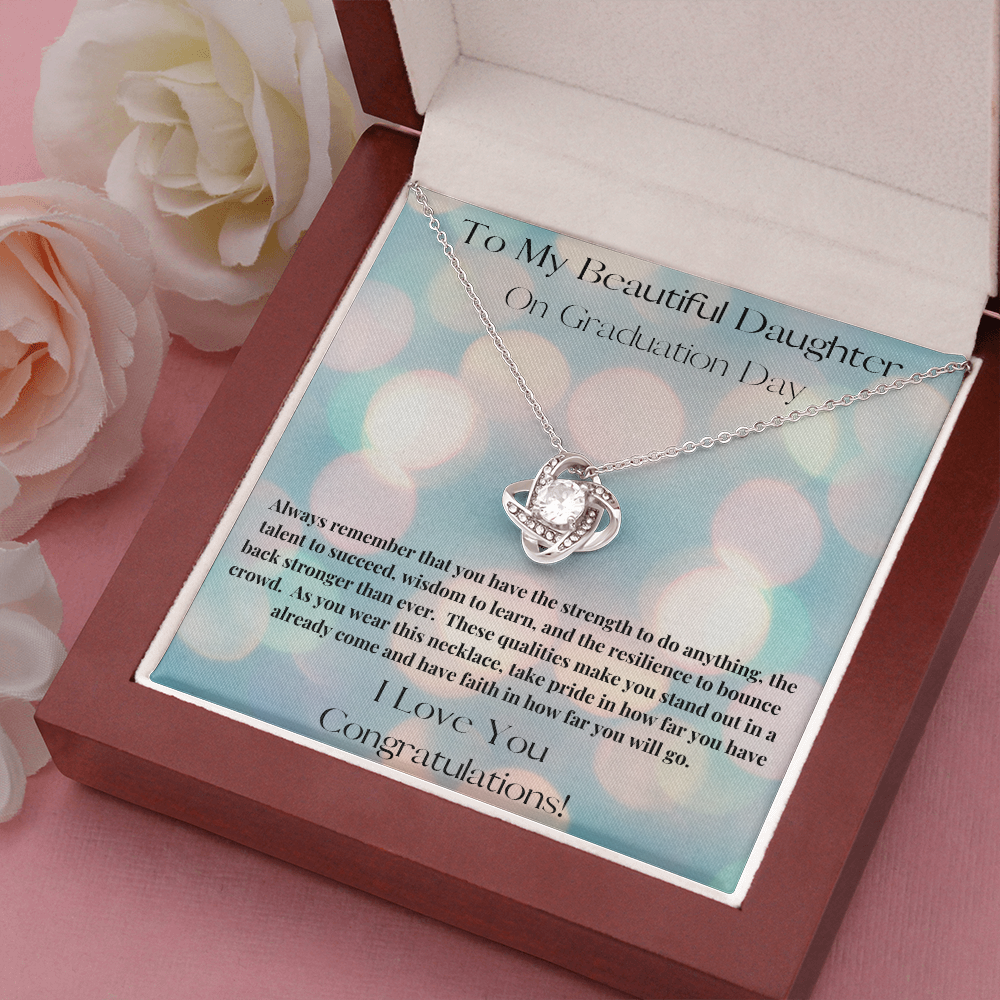 Beautiful Daughter Graduation /Love Knot Necklace