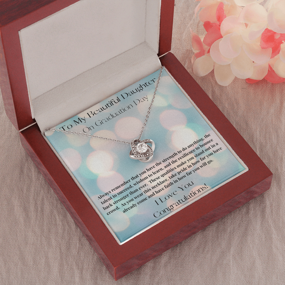 Beautiful Daughter Graduation /Love Knot Necklace