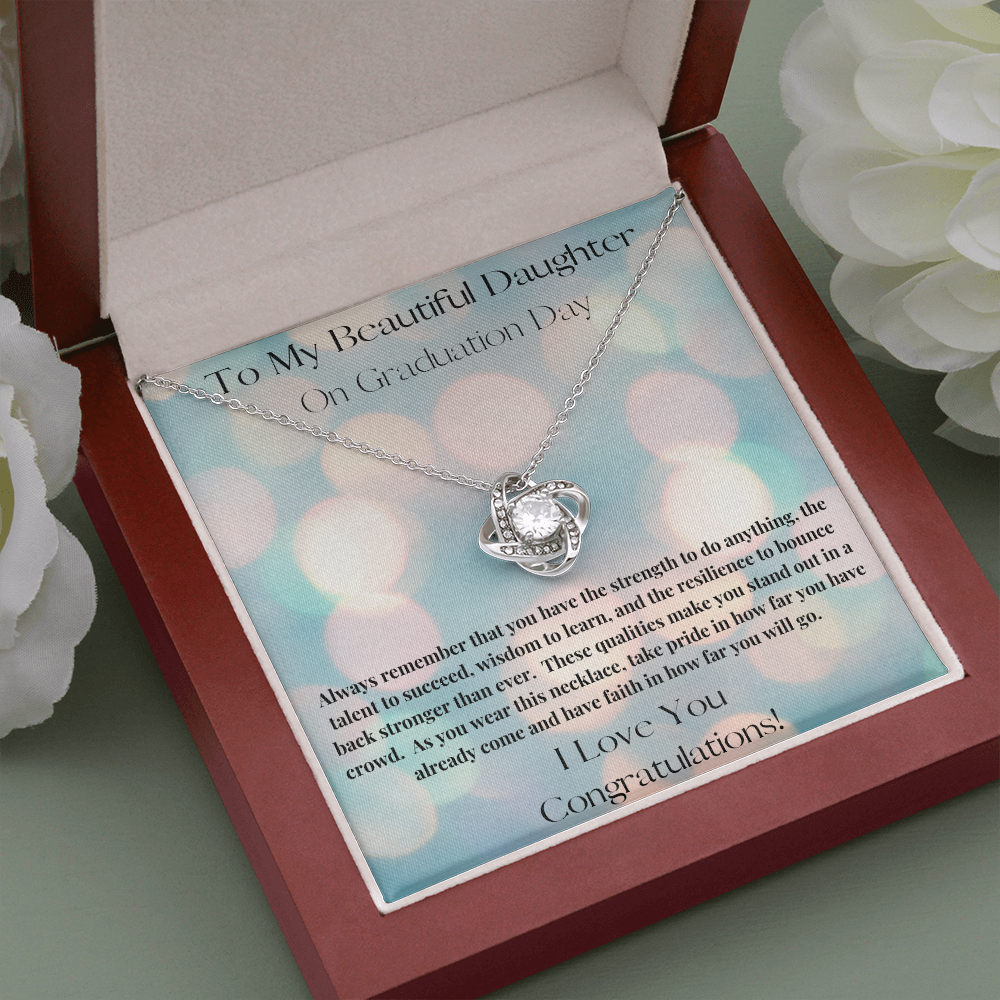 Beautiful Daughter Graduation /Love Knot Necklace