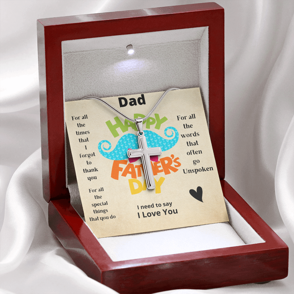 Dad Unspoken / Artisan Stainless Steel Cross Necklace