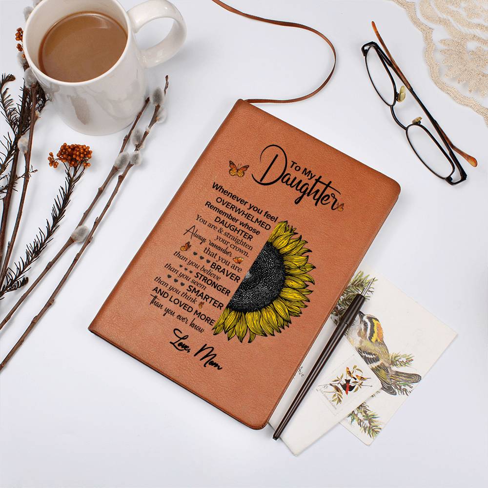 DAUGHTER SUNFLOWER ALWAYS REMEMBER GRAPHIC LEATHER JOURNAL
