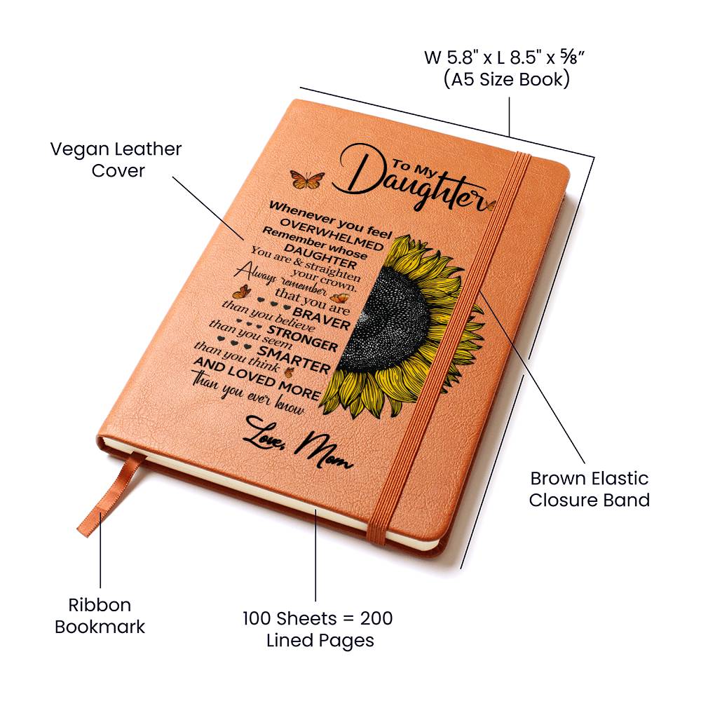 DAUGHTER SUNFLOWER ALWAYS REMEMBER GRAPHIC LEATHER JOURNAL