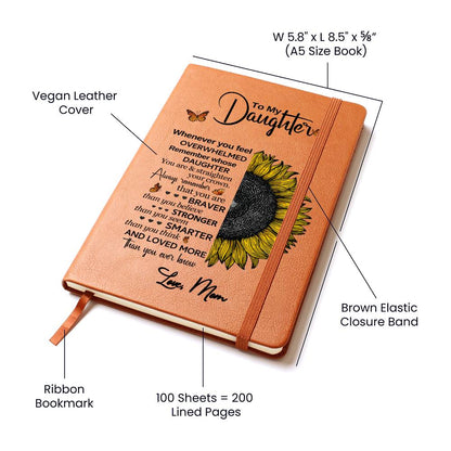 DAUGHTER SUNFLOWER ALWAYS REMEMBER GRAPHIC LEATHER JOURNAL