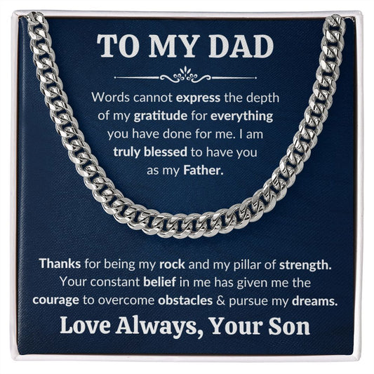 Dad Gratitude From Son Cuban Link Chain