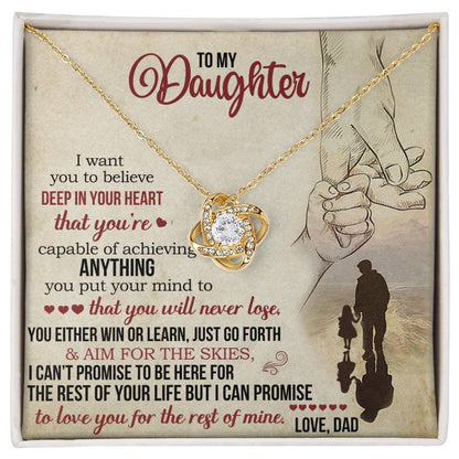 DAUGHTER DAD THE REST OF MY LIFE LOVE KNOT NECKLACE
