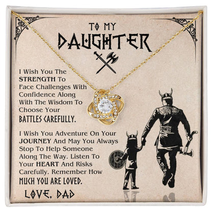 DAUGHTER DAD VIKING BATTLES LOVE KNOT NECKLACE
