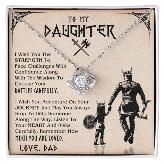 DAUGHTER DAD VIKING BATTLES LOVE KNOT NECKLACE