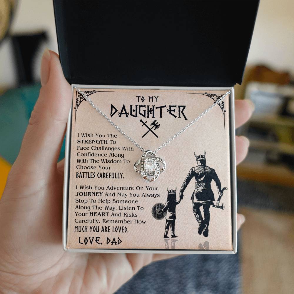 DAUGHTER DAD VIKING BATTLES LOVE KNOT NECKLACE