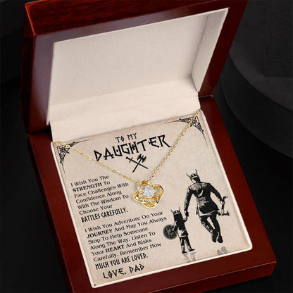 DAUGHTER DAD VIKING BATTLES LOVE KNOT NECKLACE