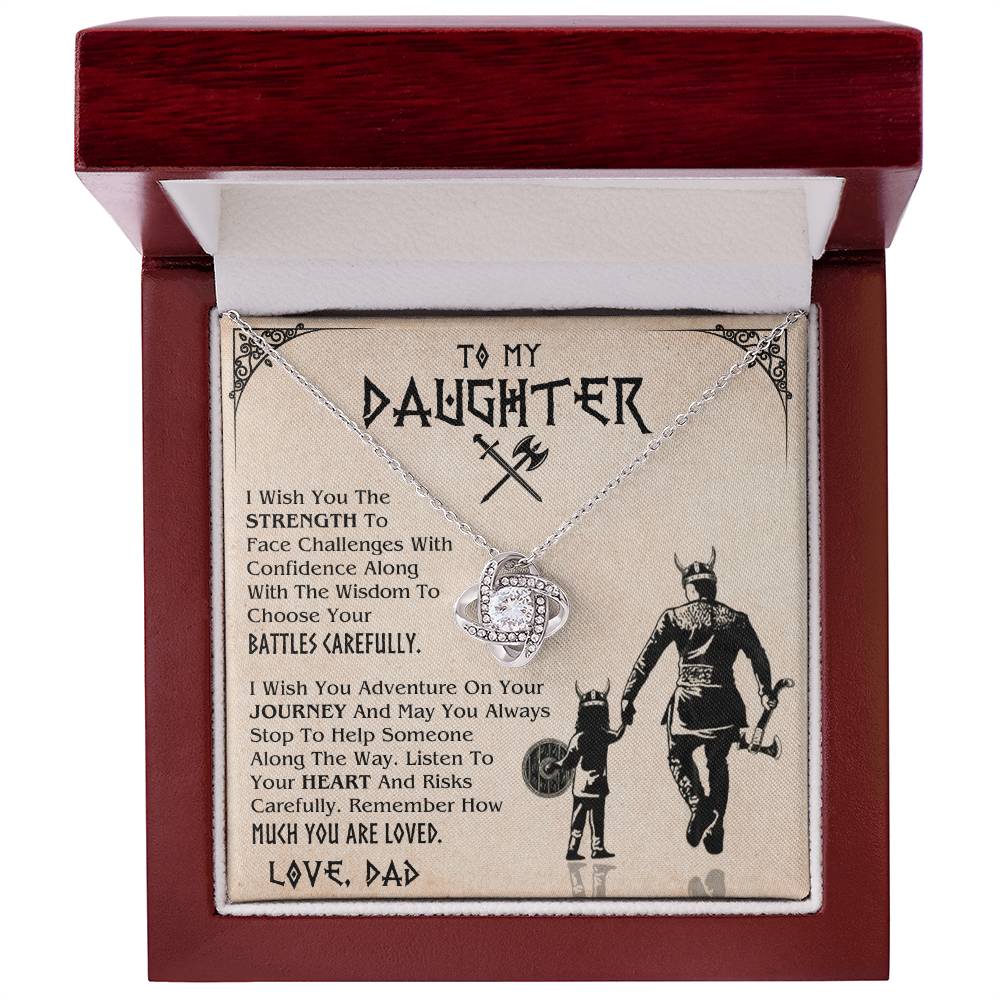 DAUGHTER DAD VIKING BATTLES LOVE KNOT NECKLACE