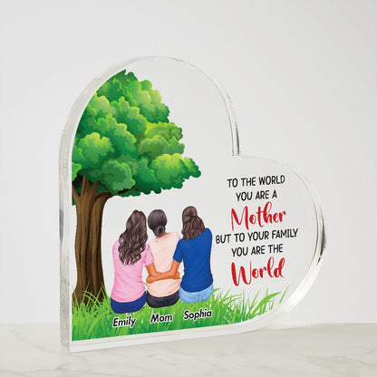 Mother World Tree Acrylic Heart Plaque