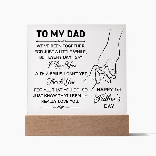 Dad Happy 1st Father's Day Square Acrylic Plaque