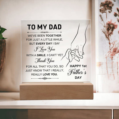 Dad Happy 1st Father's Day Square Acrylic Plaque