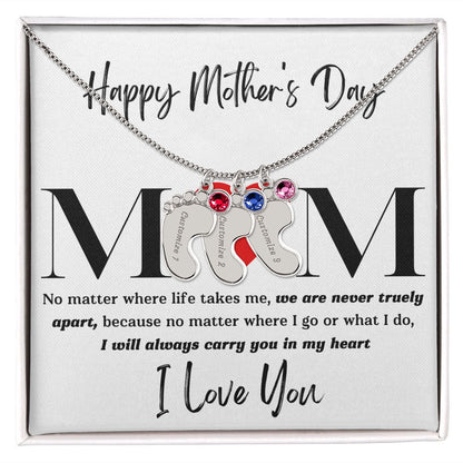 Mom No Matter Baby Feet Necklace