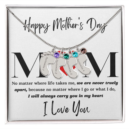 Mom No Matter Baby Feet Necklace