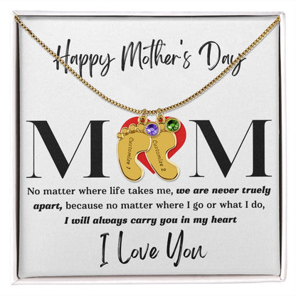 Mom No Matter Baby Feet Necklace