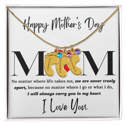 Mom No Matter Baby Feet Necklace