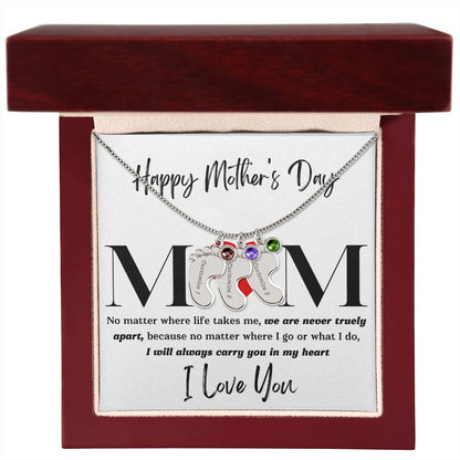 Mom No Matter Baby Feet Necklace