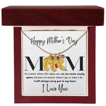 Mom No Matter Baby Feet Necklace